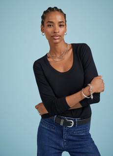 Fallon Long Sleeve Scoop Neck Top via Baukjen