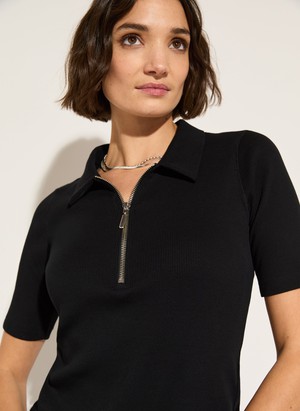 Ivy Organic Rib Zip Collar Top from Baukjen