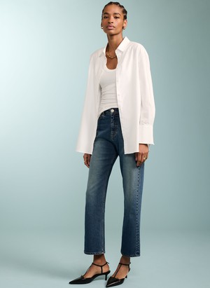 Organic Stretch Cotton Crop Straight Leg Jeans from Baukjen