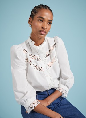 Isamaya Organic Cotton Broderie Detail Blouse from Baukjen