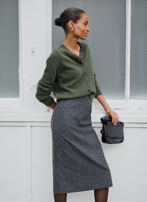 Eliza Wool Blend Tailored Pencil Skirt from Baukjen