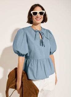 Azura Organic Cotton Tie Detail Blouse via Baukjen