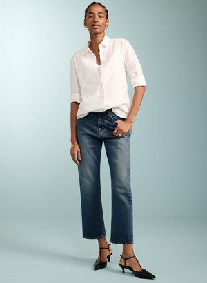 Organic Stretch Cotton Crop Straight Leg Jeans from Baukjen