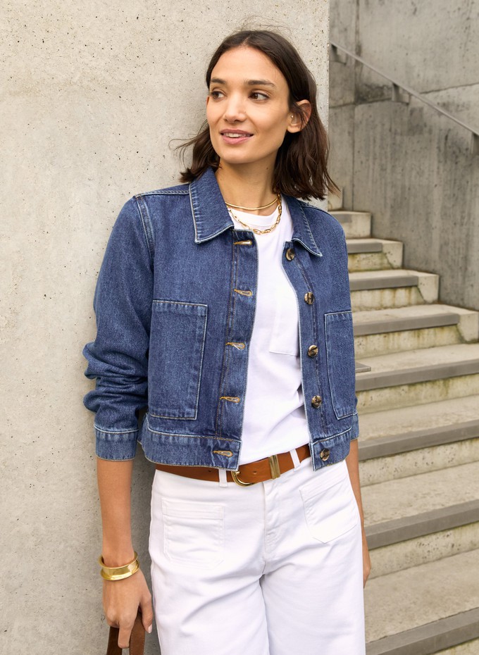 Kristi Organic Cotton Cropped Denim Jacket from Baukjen