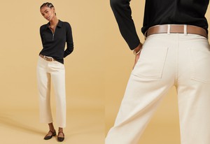 Organic Stretch Cotton Crop Straight Leg Jeans from Baukjen