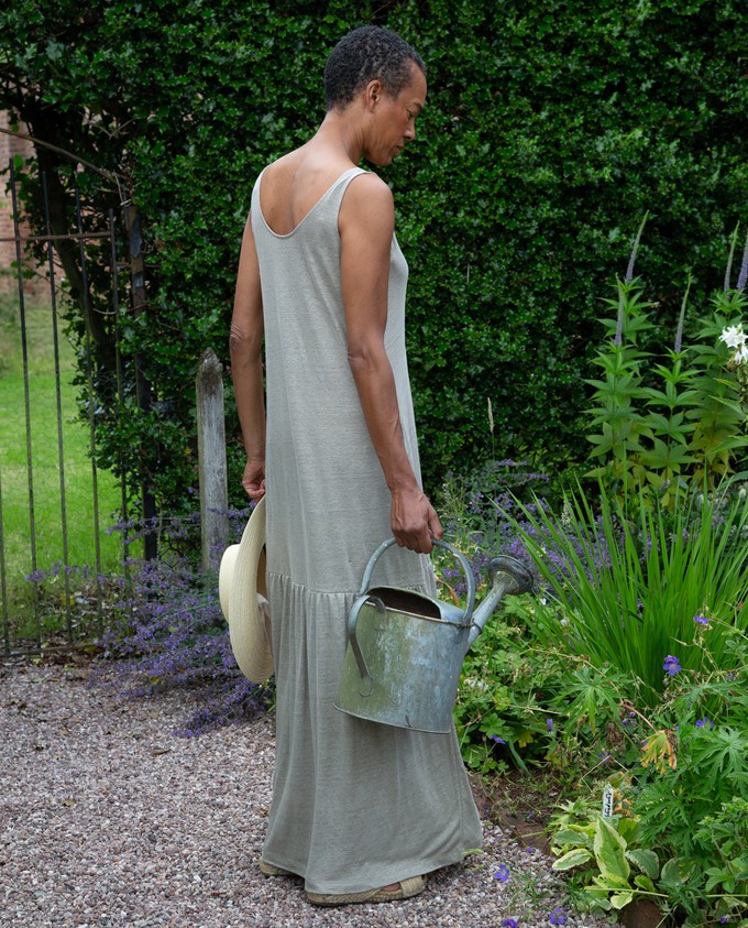 Opal Linen Jersey Dress in Olive from Beaumont Organic