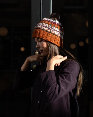 Astrid Fair Isle Wool Bobble Hat from BIBICO