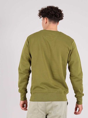 Disco Demolition Embroidered Mens Sweatshirt, Organic Cotton, in Khaki Green from blondegonerogue