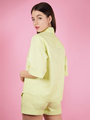 Ocean Drive Boxy Shirt, Upcycled Cotton, in Light Green from blondegonerogue