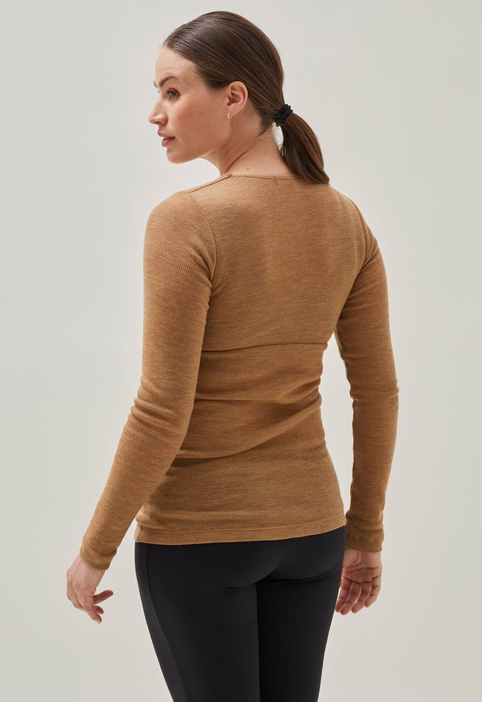 Ribbed merino wool nursing top - Brown Melange from Boob Design