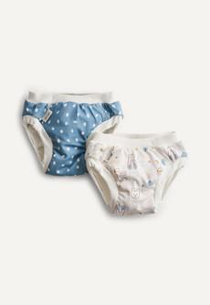 Trainer pants for potty training - Blue Dots - White Teddy via Boob Design