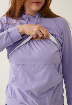 Fleece lined maternity hoodie with nursing access - Lilac from Boob Design