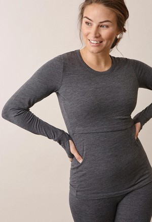 Merino wool nursing top - Dark Grey Melange from Boob Design