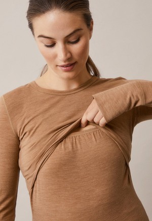 Merino wool nursing top - Brown Melange from Boob Design