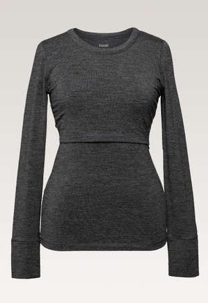 Merino wool nursing top - Dark Grey Melange from Boob Design