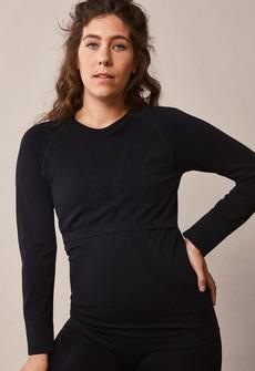 Maternity sports top with nursing access - Black via Boob Design