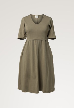 A shaped nursing dress short sleeve - Khaki Green from Boob Design