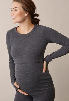 Merino wool nursing top - Dark Grey Melange via Boob Design