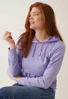 Fleece lined maternity hoodie with nursing access - Lilac via Boob Design