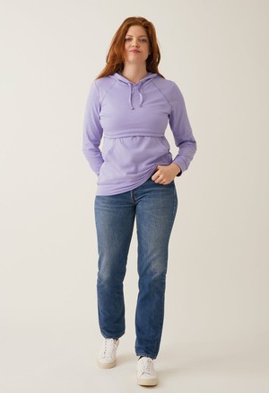 Fleece lined maternity hoodie with nursing access - Lilac from Boob Design