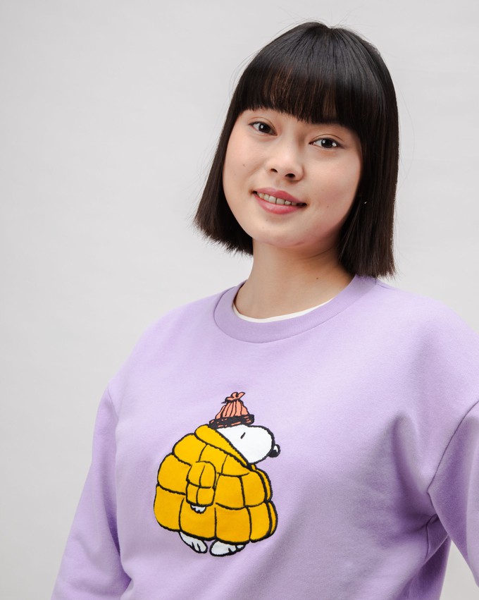 Peanuts Snow Rounded Cotton Sweatshirt Lavander from Brava Fabrics