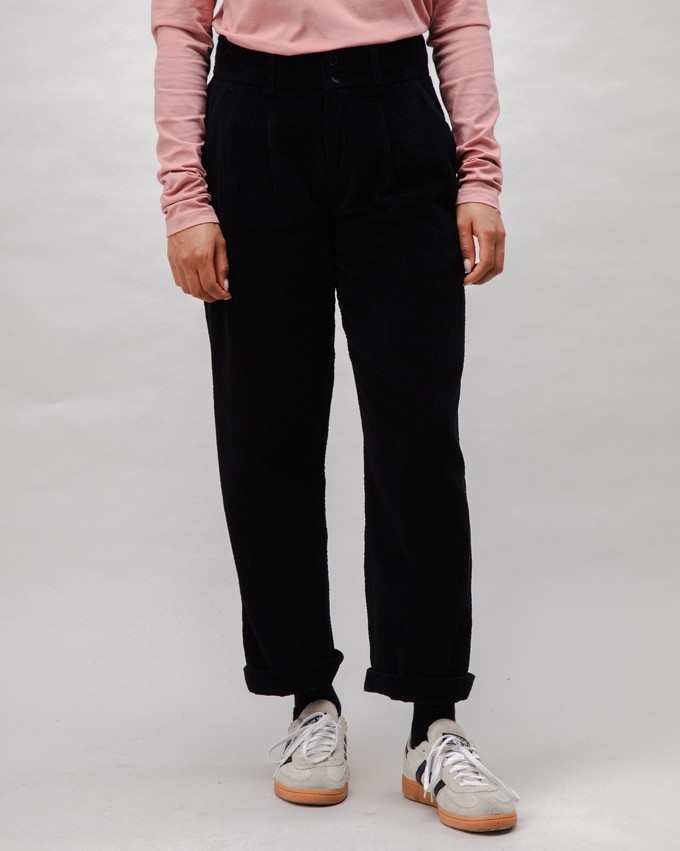 Corduroy Pleated Pants Black from Brava Fabrics