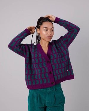 Geo Wool Cardigan Mulberry from Brava Fabrics