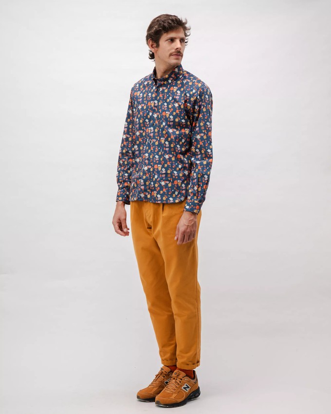 Geo Cotton Shirt Navy from Brava Fabrics