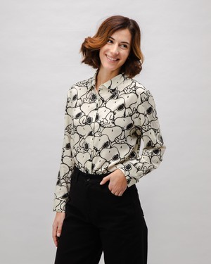 Peanuts B&W Viscose Blouse Ecru from Brava Fabrics