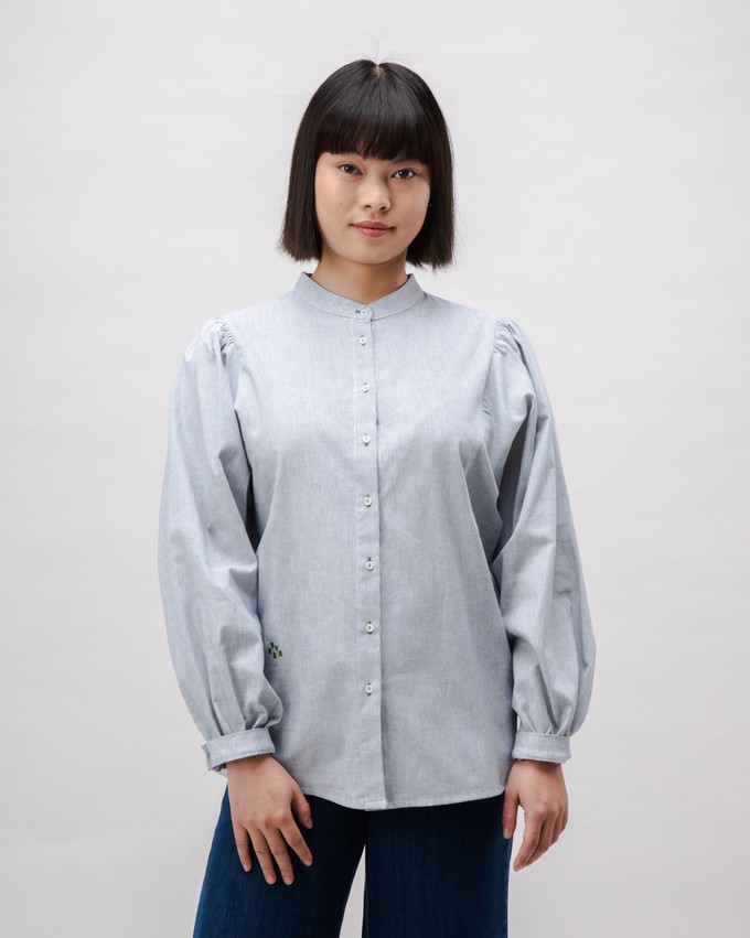 Pinstripes Romantic Cotton Blouse Indigo from Brava Fabrics