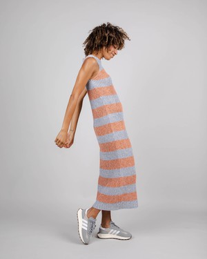 Stripes Knitted Long Dress Orangine from Brava Fabrics