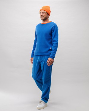 Bicolor Neck Cotton Sweater Blue from Brava Fabrics