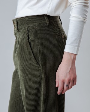 Corduroy Pleated Pants Stone Green from Brava Fabrics