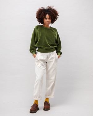 Velvet Raglan Cotton Sweatshirt Green from Brava Fabrics