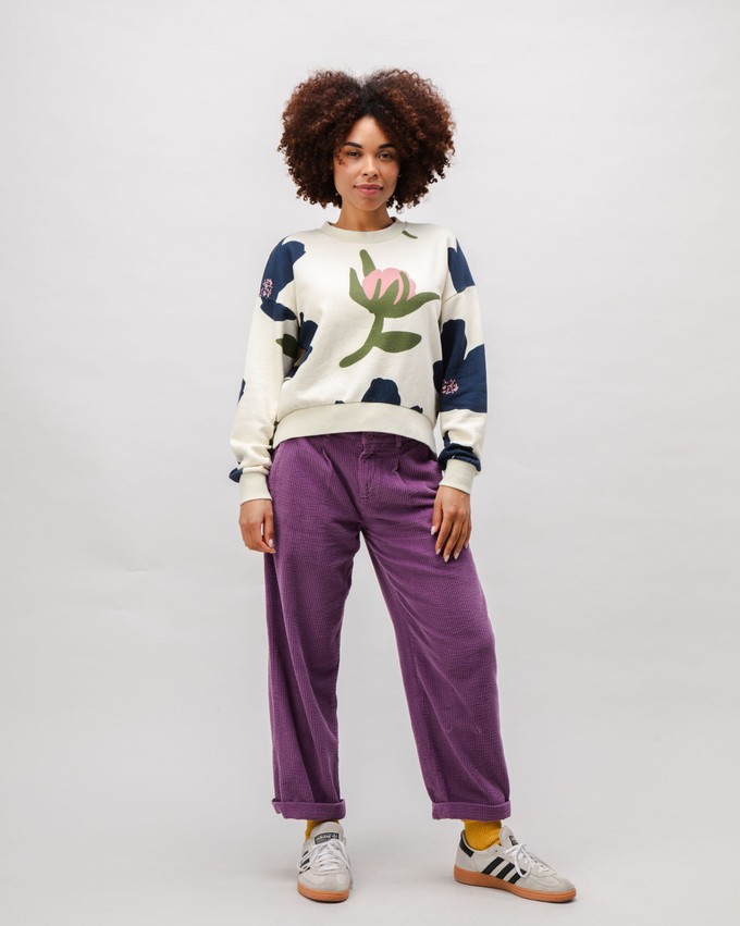 Bloom Rounded Cotton Sweatshirt Ecru from Brava Fabrics