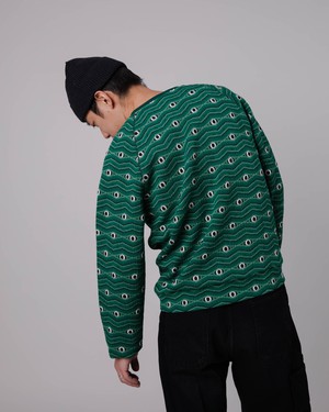 Eyes Jacquard Sweatshirt Green from Brava Fabrics