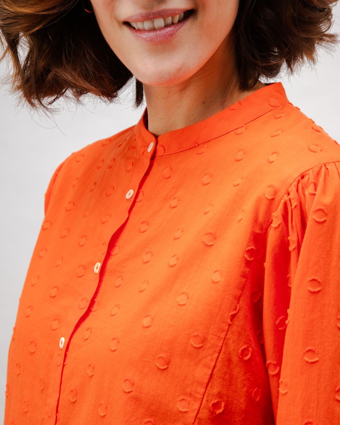 Polka Dot Romantic Cotton Blouse Orange from Brava Fabrics