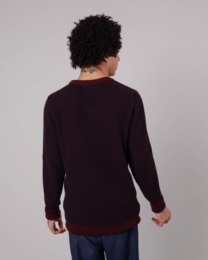 Contrast Wool Cashmere Sweater Bordeaux from Brava Fabrics