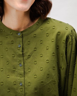 Polka Dot Romantic Cotton Blouse Green from Brava Fabrics