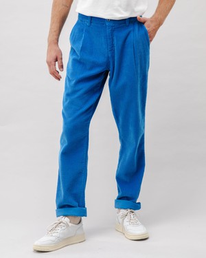 Corduroy Pleated Chino Pants Blue from Brava Fabrics