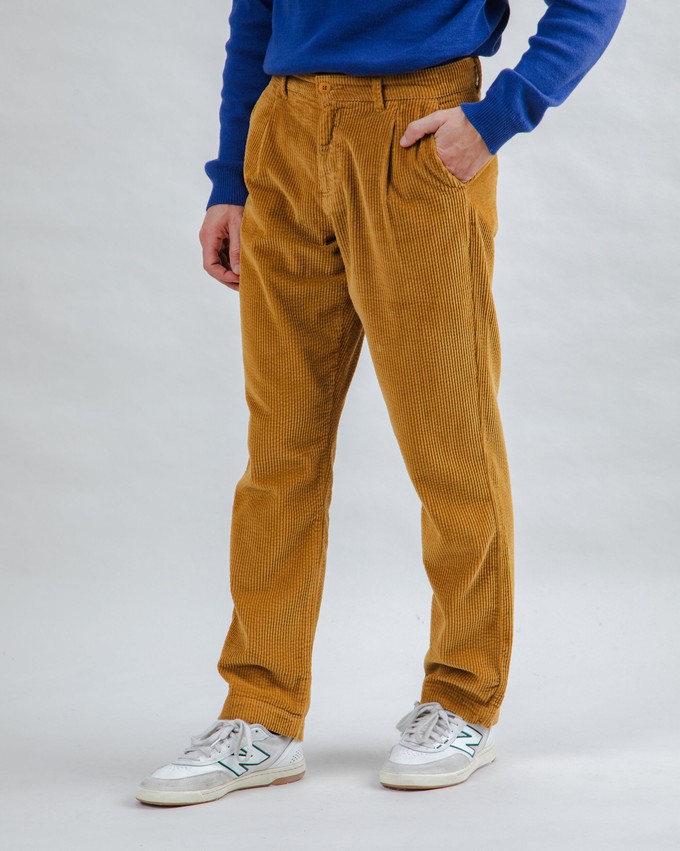 Corduroy Pleated Chino Pants Camel from Brava Fabrics