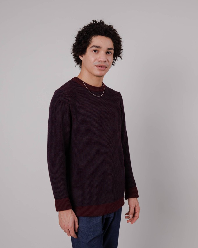 Contrast Wool Cashmere Sweater Bordeaux from Brava Fabrics