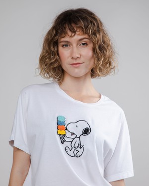 Peanuts Icecream Oversize Tee White from Brava Fabrics