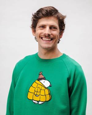 Peanuts Snow Cotton Sweatshirt Green from Brava Fabrics