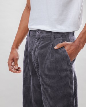 Corduroy Pleated Chino Pants Dark Grey from Brava Fabrics