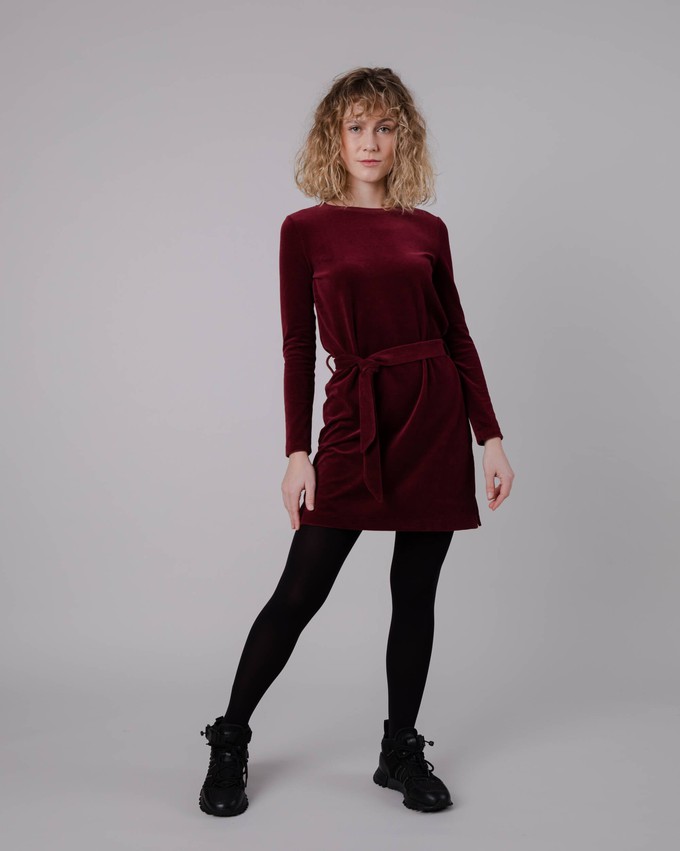 Velvet Belted Dress Prune from Brava Fabrics