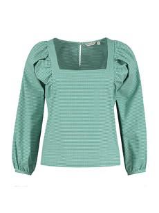 Green Check Cotton Top Puff Sleeves via Charlie Mary