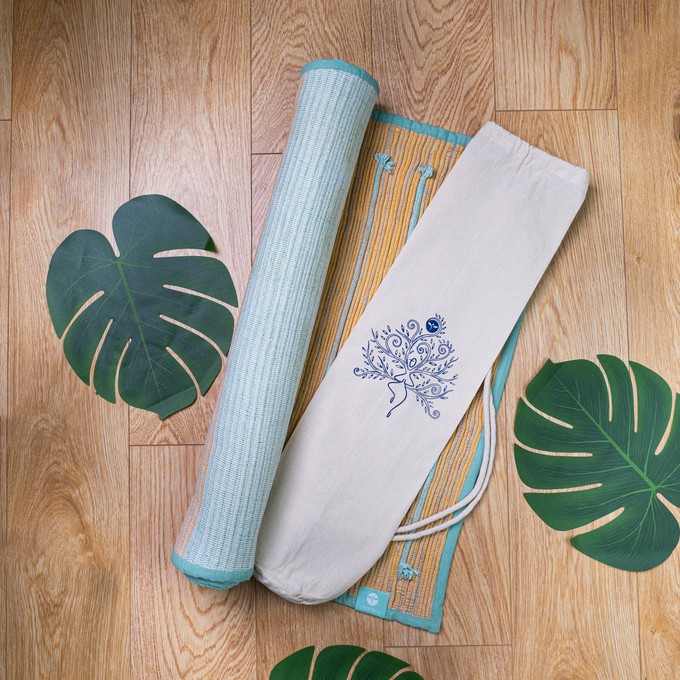 Shop online for handmade yoga mat bags with yoga pose embroidery