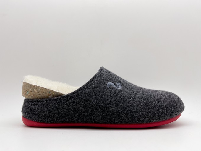 thies 1856 ® Recycled Wool Slippers dark grey red (W) from COILEX