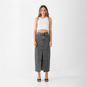 LUCE Midi Skirt - High Waist - Light Grey from DAWN Denim